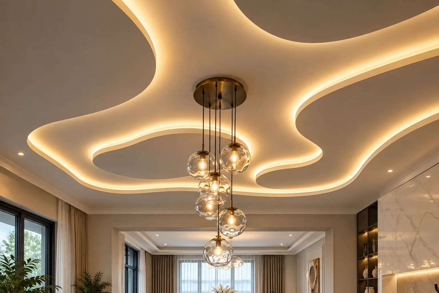 False ceiling design with integrated lighting by Tata Interior in Jamshedpur